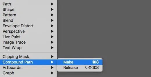 convert the outlined text into a compound path